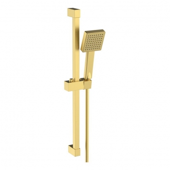 Signature Square Shower Slide Rail Kit with Single Function Handset - Brushed Brass