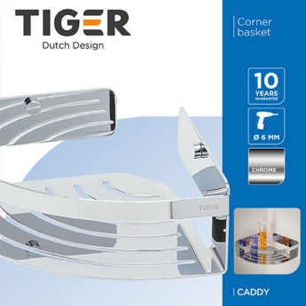 Tiger Caddy Corner Shower Basket 184mm - Chrome