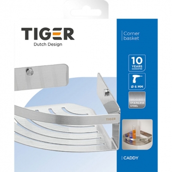 Tiger Caddy Corner Shower Basket 184mm - Brushed Stainless Steel