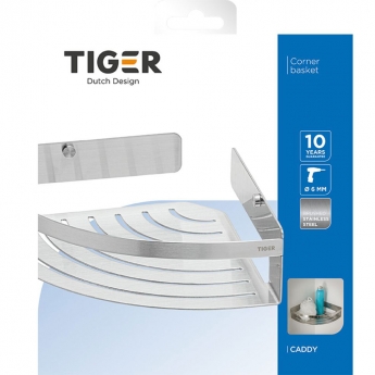 Tiger Caddy Corner Shower Basket 224mm - Brushed Stainless Steel