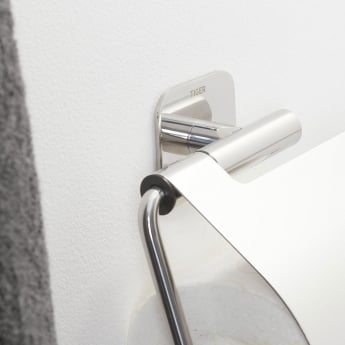 Tiger Colar Toilet Roll Holder with Cover - Polished Stainless Steel