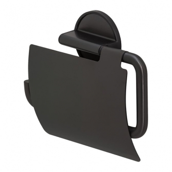 Tiger Tune Toilet Roll Holder with Cover - Brushed Metal Black/Black