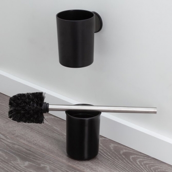 Tiger Tune Toilet Brush and Holder - Brushed Stainless Steel/Black