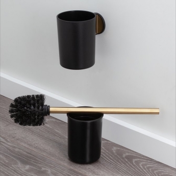 Tiger Tune Toilet Brush and Holder - Brushed Brass/Black