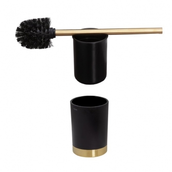 Tiger Tune Toilet Brush and Holder Freestanding - Brushed Brass/Black