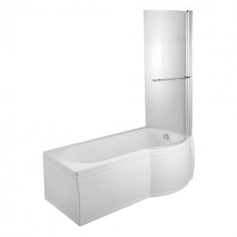 Verona Tungstenite P-Shaped Shower Bath with Panel Curved Screen 1700mm x 700/800mm Right Handed - Acrylic