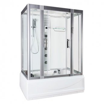 Vidalux Aegean Rectangular Steam Whirlpool Shower Bath Cabin 1350mm x 800mm - Crystal White