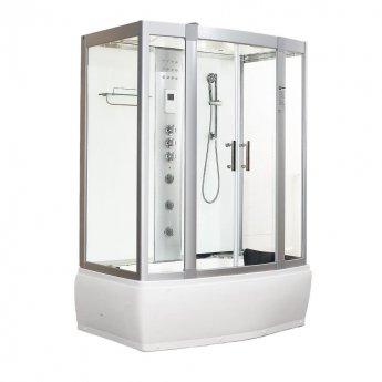 Vidalux Aegean Rectangular Steam Whirlpool Shower Bath Cabin 1500mm x 900mm - Crystal White