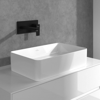 Villeroy & Boch Architectura Wall Mounted Basin Mixer Tap with Back Plate and Slotted Waste - Matt Black