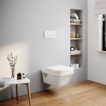 Villeroy & Boch Architectura Square Wall Hung Toilet Bundle with ViPro 2.0 Frame and White Flush Plate