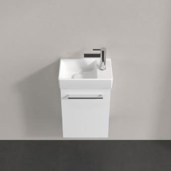 Villeroy & Boch Avento Wall Hung Vanity Unit LH with Basin 360mm Wide - Brilliant White with Chrome Handle