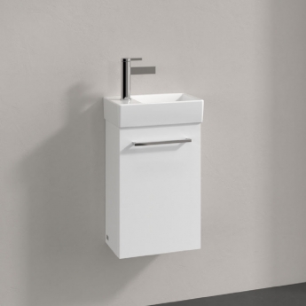 Villeroy & Boch Avento Wall Hung Vanity Unit RH with Basin 360mm Wide - Brilliant White with Chrome Handle