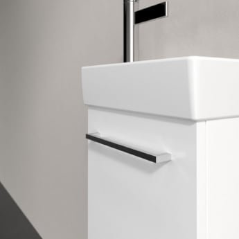 Villeroy & Boch Avento Wall Hung Vanity Unit RH with Basin 360mm Wide - Brilliant White with Chrome Handle