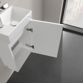 Villeroy & Boch Avento Wall Hung Vanity Unit RH with Basin 360mm Wide - Brilliant White with Chrome Handle