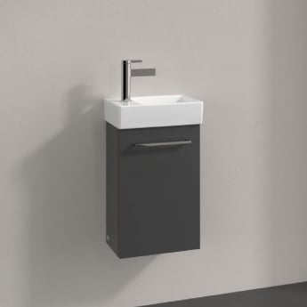 Villeroy & Boch Avento Wall Hung Vanity Unit RH with Basin 360mm Wide - Graphite with Chrome Handle