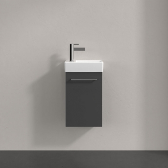 Villeroy & Boch Avento Wall Hung Vanity Unit RH with Basin 360mm Wide - Graphite with Chrome Handle