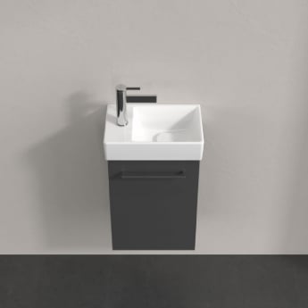 Villeroy & Boch Avento Wall Hung Vanity Unit RH with Basin 360mm Wide - Graphite with Chrome Handle