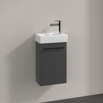 Villeroy & Boch Avento Wall Hung Vanity Unit LH with Basin 360mm Wide - Graphite with Black Handle