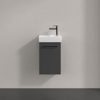 Villeroy & Boch Avento Wall Hung Vanity Unit LH with Basin 360mm Wide - Graphite with Black Handle