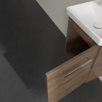 Villeroy & Boch Avento Wall Hung Vanity Unit LH with Basin 450mm Wide - Arizona Oak with Chrome Handle