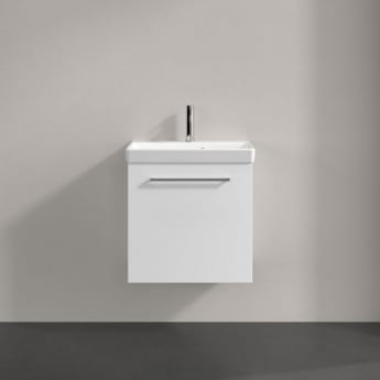 Villeroy & Boch Avento Wall Hung Vanity Unit LH with Basin 550mm Wide - Brilliant White with Chrome Handle