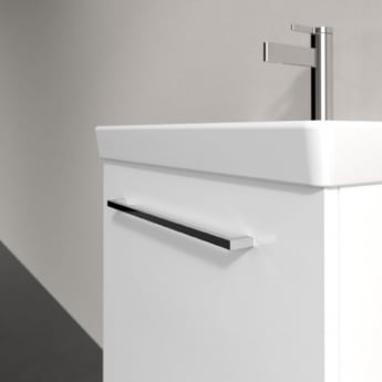 Villeroy & Boch Avento Wall Hung Vanity Unit LH with Basin 550mm Wide - Brilliant White with Chrome Handle