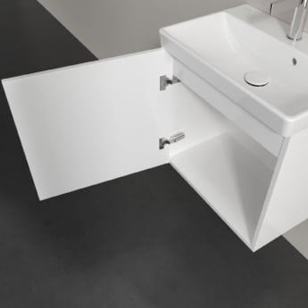 Villeroy & Boch Avento Wall Hung Vanity Unit LH with Basin 550mm Wide - Brilliant White with Chrome Handle