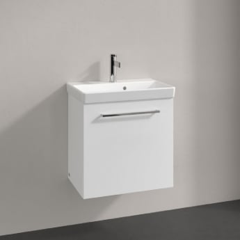 Villeroy & Boch Avento Wall Hung Vanity Unit LH with Basin 550mm Wide - Brilliant White with Chrome Handle