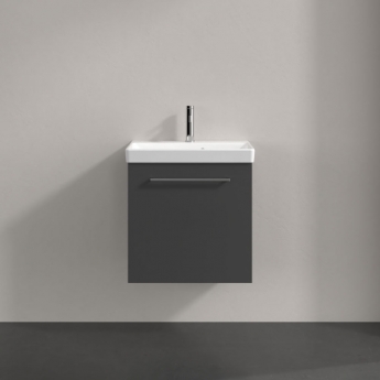 Villeroy & Boch Avento Wall Hung Vanity Unit RH with Basin 550mm Wide - Graphite with Chrome Handle