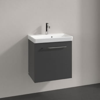 Villeroy & Boch Avento Wall Hung Vanity Unit RH with Basin 550mm Wide - Graphite with Chrome Handle