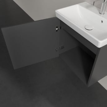 Villeroy & Boch Avento Wall Hung Vanity Unit LH with Basin 550mm Wide - Graphite with Black Handle