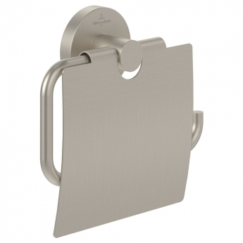 Villeroy & Boch Elements Tender Toilet Roll Holder with Cover - Brushed Nickel Matt