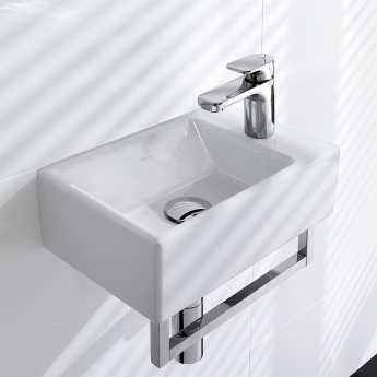 Villeroy & Boch Memento Wall Hung Basin with Towel Rail 400mm Wide - 1 Tap Hole