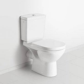 Villeroy & Boch O.novo Open Back Close Coupled Toilet with Push Button Cistern - Soft Close Seat