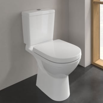 Villeroy & Boch O.novo Open Back Close Coupled Toilet with Push Button Cistern - Soft Close Seat