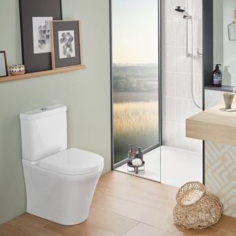 Villeroy & Boch O.novo Comfort Height Rimless Close Coupled Toilet with Push Button Cistern - Soft Close Seat