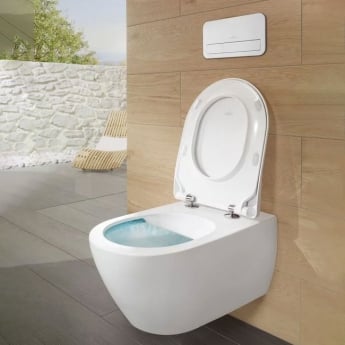 Villeroy & Boch Subway 2.0 Rimless Wall Hung Toilet with Slim Soft Close Seat - White Alpin