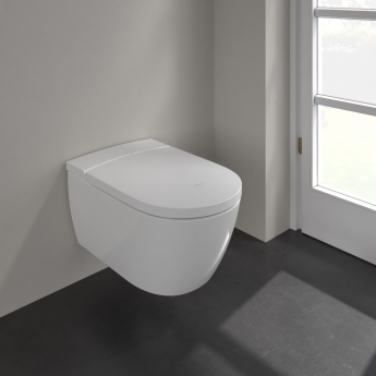 Villeroy & Boch Vi-Clean I-100 Rimless Wall Hung Shower Toilet with Soft Close Seat - White Alpin