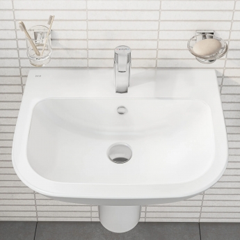 Vitra S20 Wash Basin and Large Semi Pedestal 550mm Wide 1 Tap Hole