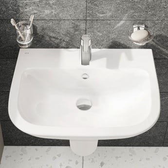 Vitra S20 Wash Basin and Large Semi Pedestal 600mm Wide 1 Tap Hole