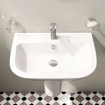 Vitra S20 Wash Basin and Large Semi Pedestal 600mm Wide 1 Tap Hole