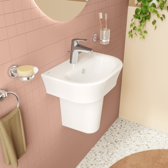 Vitra S20 Cloakroom Basin and Small Semi Pedestal 450mm Wide 1 Tap Hole