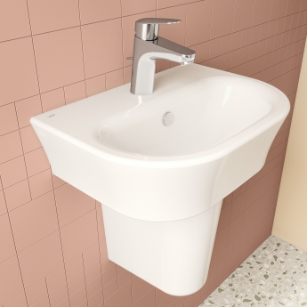 Vitra S20 Cloakroom Basin and Small Semi Pedestal 450mm Wide 1 Tap Hole