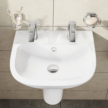 Vitra S20 Cloakroom Basin and Large Semi Pedestal 500mm Wide 2 Tap Hole