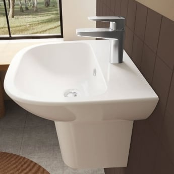 Vitra S20 Cloakroom Basin and Large Semi Pedestal 500mm Wide 1 Tap Hole