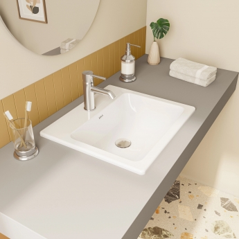 Vitra S20 Compact Countertop Inset Basin Front Overflow 500mm Wide - 1 Tap Hole