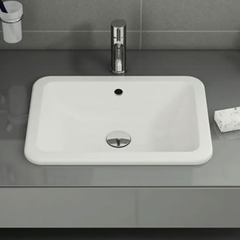 Vitra S20 Compact Countertop Inset Basin Front Overflow 450mm Wide - 0 Tap Hole