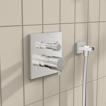 Vitra Square Thermostatic Concealed Shower Valve 2 Outlet - Chrome