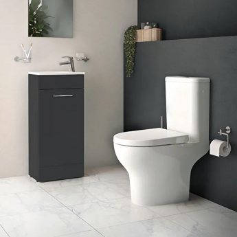 Vitra Zentrum Close Coupled BTW Toilet Push Button Cistern - Quick Release Soft Close Seat