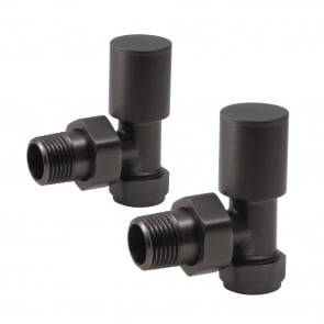 Heatwave Round Angled Radiator Valves Pair - Brushed Gunmetal